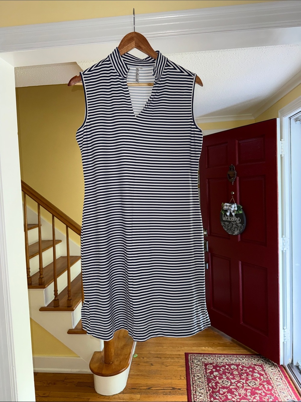 Lulu-B Navy and White Striped Sleeveless Mini Dress